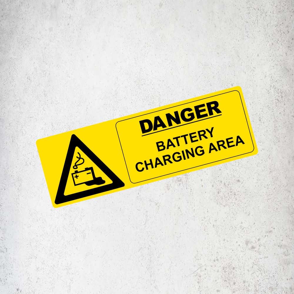 Danger Battery Charging Area Label / Sticker (Variant 2) Labels, Reflective, Stickers, Vinyl Stickers Direct Designs