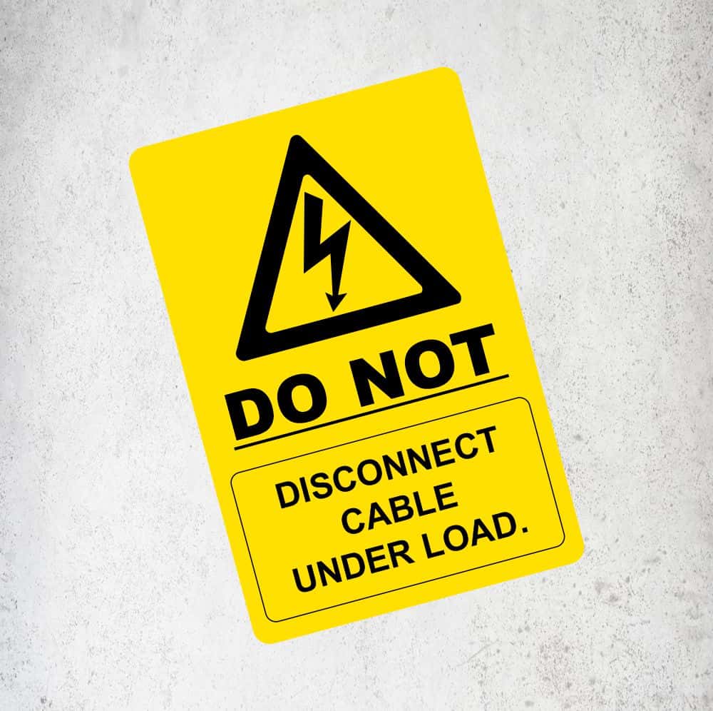 Danger Do Not Disconnect Cable Under Load Label / Sticker Labels, Reflective, Stickers, Vinyl  Stickers Direct Designs