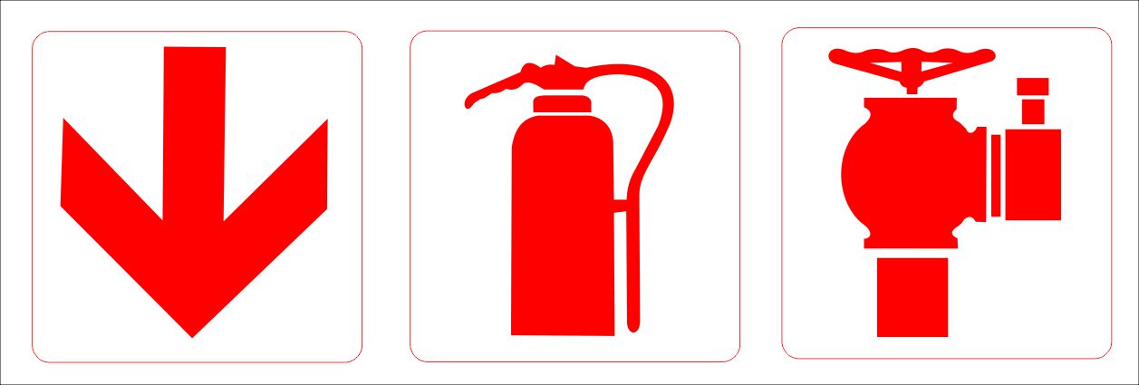 F62 Fire Extinguisher, Fire Hydrant & Arrow Down Combination Sign Fire Safety Direct Designs