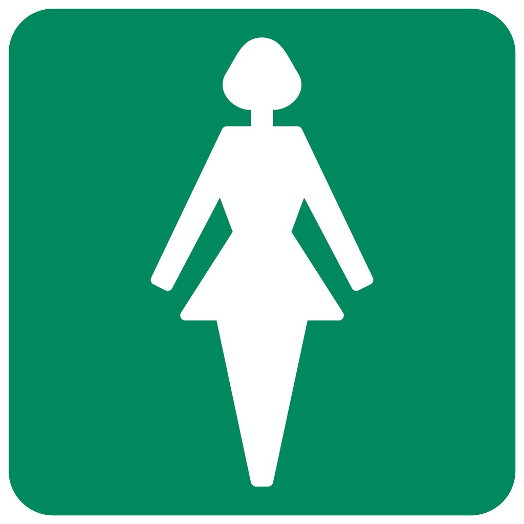 GA10 - Ladies Toilet Safety Sign 190x190, 290x290, 440x440, 660x660, ABS, ChromaDek, General Information, Reflective, Safety Sign Direct Designs
