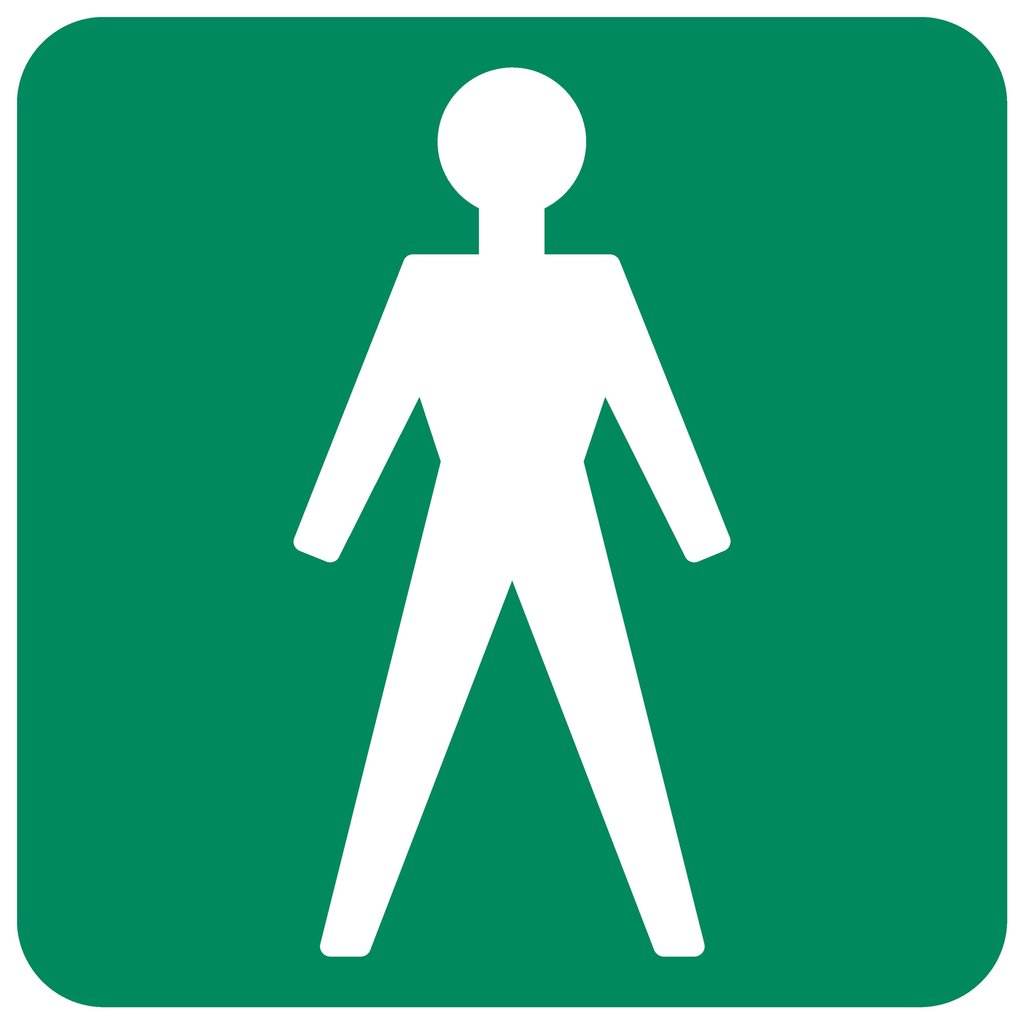 GA11 - Gents Toilet Safety Sign 190x190, 290x290, 440x440, 660x660, ABS, ChromaDek, General Information, Reflective, Safety Sign Direct Designs