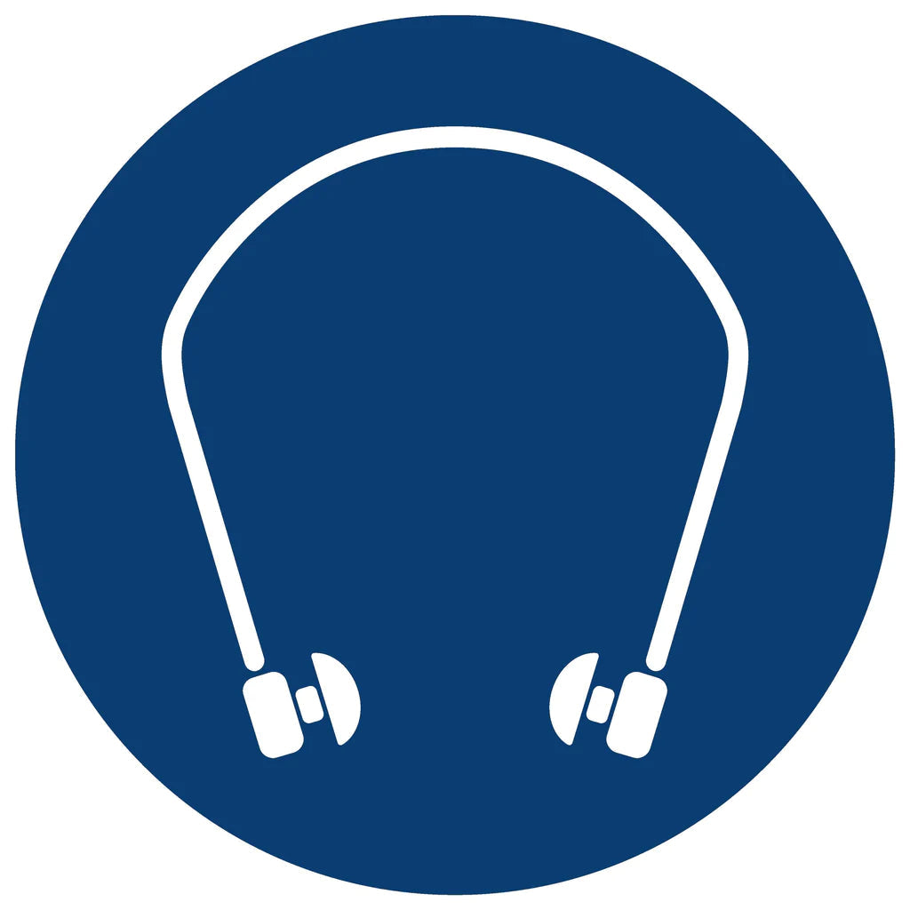 MV19 - Hearing Protection Shall Be Worn Safety Sign 190x190, 290x290, 440x440, 660x660, ABS, ChromaDek, Mandatory Signs, Reflective, Safety Sign Direct Designs