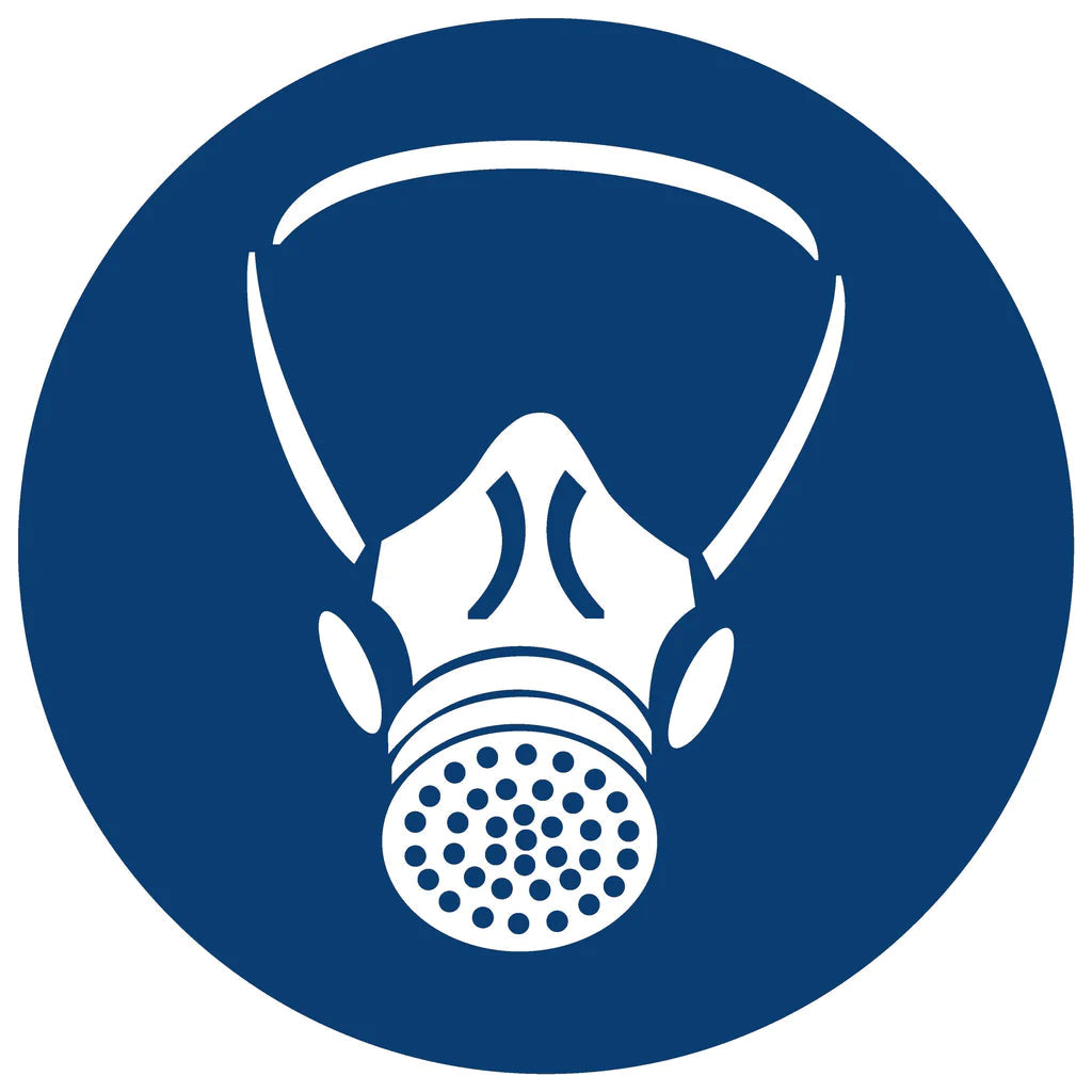 MV2 - Respiratory Protection Shall Be Worn Safety Sign 190x190, 290x290, 440x440, 660x660, ABS, ChromaDek, Mandatory Signs, Reflective, Safety Sign Direct Designs