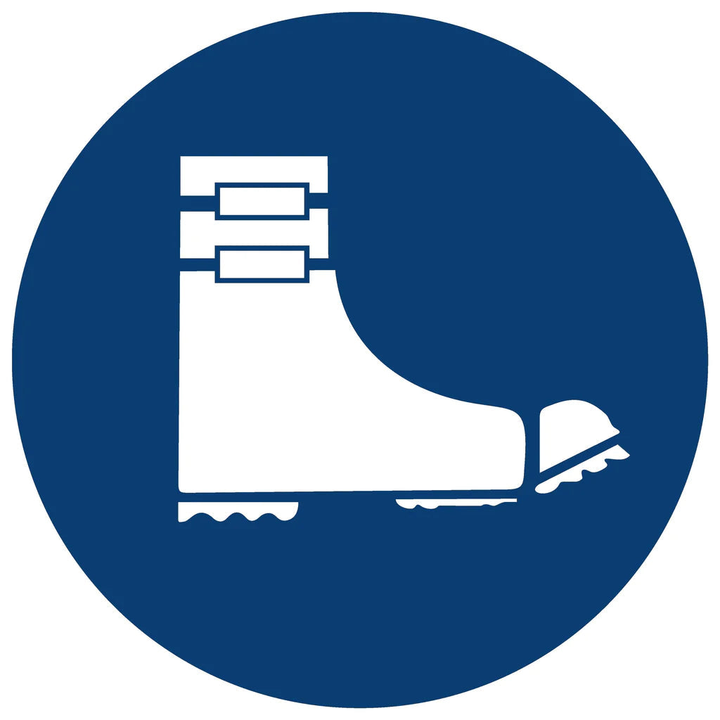 MV22 - Foot Spats Shall Be Worn Safety Sign 190x190, 290x290, 440x440, 660x660, ABS, ChromaDek, Mandatory Signs, Reflective, Safety Sign Direct Designs