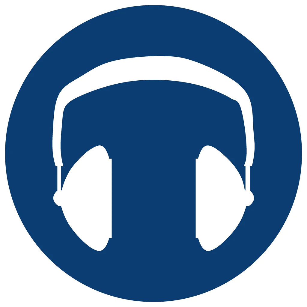 MV4 - Hearing Protection Shall Be Worn Safety Sign 190x190, 290x290, 440x440, 660x660, ABS, ChromaDek, Mandatory Signs, Reflective, Safety Sign Direct Designs