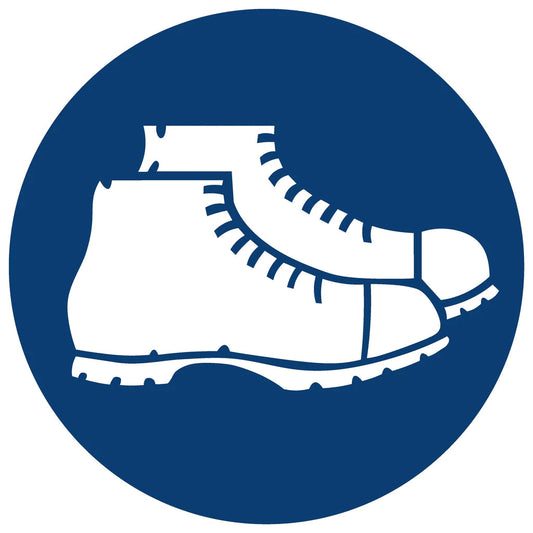 MV7 - Foot Protection Against Crushing Shall Be Worn Safety Sign 190x190, 290x290, 440x440, 660x660, ABS, ChromaDek, Mandatory Signs, Reflective, Safety Sign Direct Designs