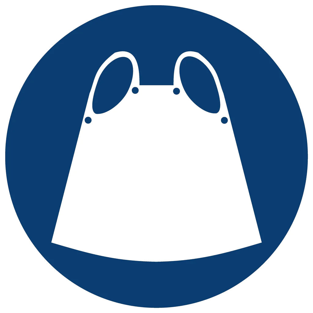 MV9 - Apron Shall Be Worn Safety Sign 190x190, 290x290, 440x440, 660x660, ABS, ChromaDek, Mandatory Signs, Reflective, Safety Sign Direct Designs