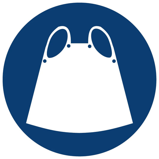 MV9 - Apron Shall Be Worn Safety Sign 190x190, 290x290, 440x440, 660x660, ABS, ChromaDek, Mandatory Signs, Reflective, Safety Sign Direct Designs