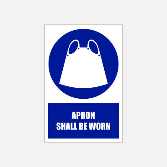MV9E - Apron Shall Be Worn Explanatory Safety Sign 200x300, 300x450, 400x600, ABS, ChromaDek, Explanatory Signs, Mandatory Signs Direct Designs