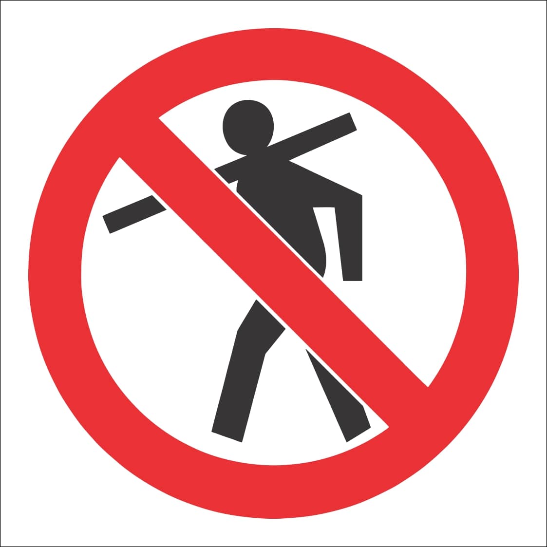 PV8 - No Carrying Of Long Material Safety Sign 190x190, 290x290, 440x440, 660x660, ABS, ChromaDek, Prohibitive Sign, Reflective, Safety Sign Direct Designs