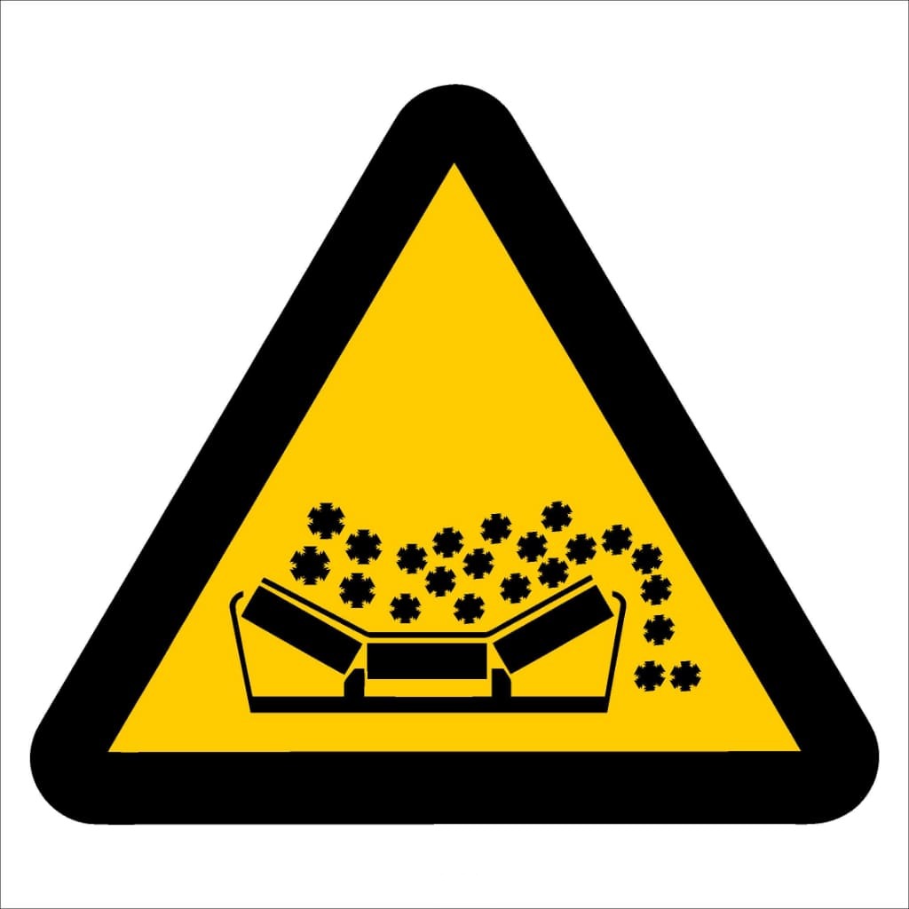 WW21 Beware of Material Falling From Moving Conveyor Belt Safety Signs