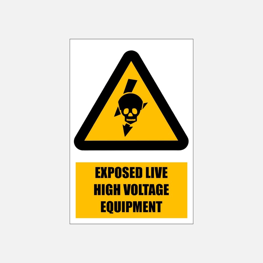 WW23E - Beware of Exposed Live High Voltage Equipment Explanatory Safety Sign 200x300, 300x450, 400x600, ABS, ChromaDek, Explanatory Signs, Hazard Sign Direct Designs