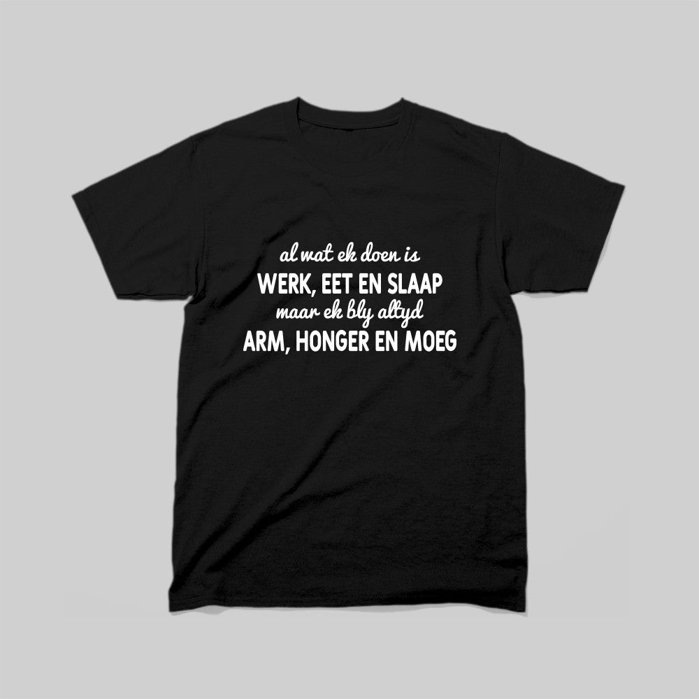 DEFOK Al Wat Ek Doen Is Werk, Eet en Slaap, Maar Ek Bly Altyd Arm, Honger en Moeg