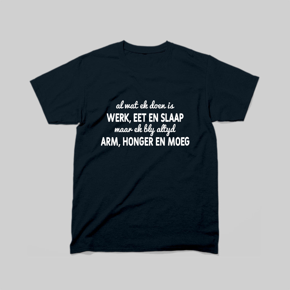 DEFOK Al Wat Ek Doen Is Werk, Eet en Slaap, Maar Ek Bly Altyd Arm, Honger en Moeg