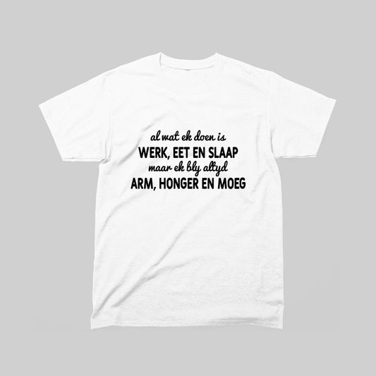 DEFOK Al Wat Ek Doen Is Werk, Eet en Slaap, Maar Ek Bly Altyd Arm, Honger en Moeg
