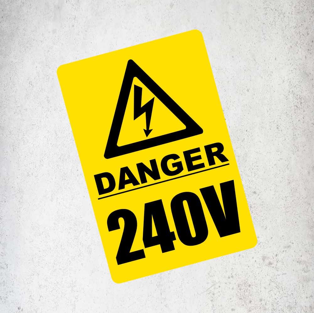 240V Danger Label / Sticker Labels, Reflective, Stickers, Vinyl  Stickers Direct Designs