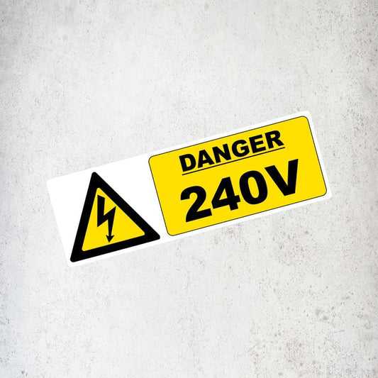 Danger 240V Label / Sticker (Variant 4) Labels, Reflective, Stickers, Vinyl  Stickers Direct Designs