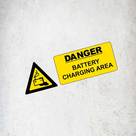 Danger Battery Charging Area Label / Sticker (Variant 3) Labels, Reflective, Stickers, Vinyl  Stickers Direct Designs