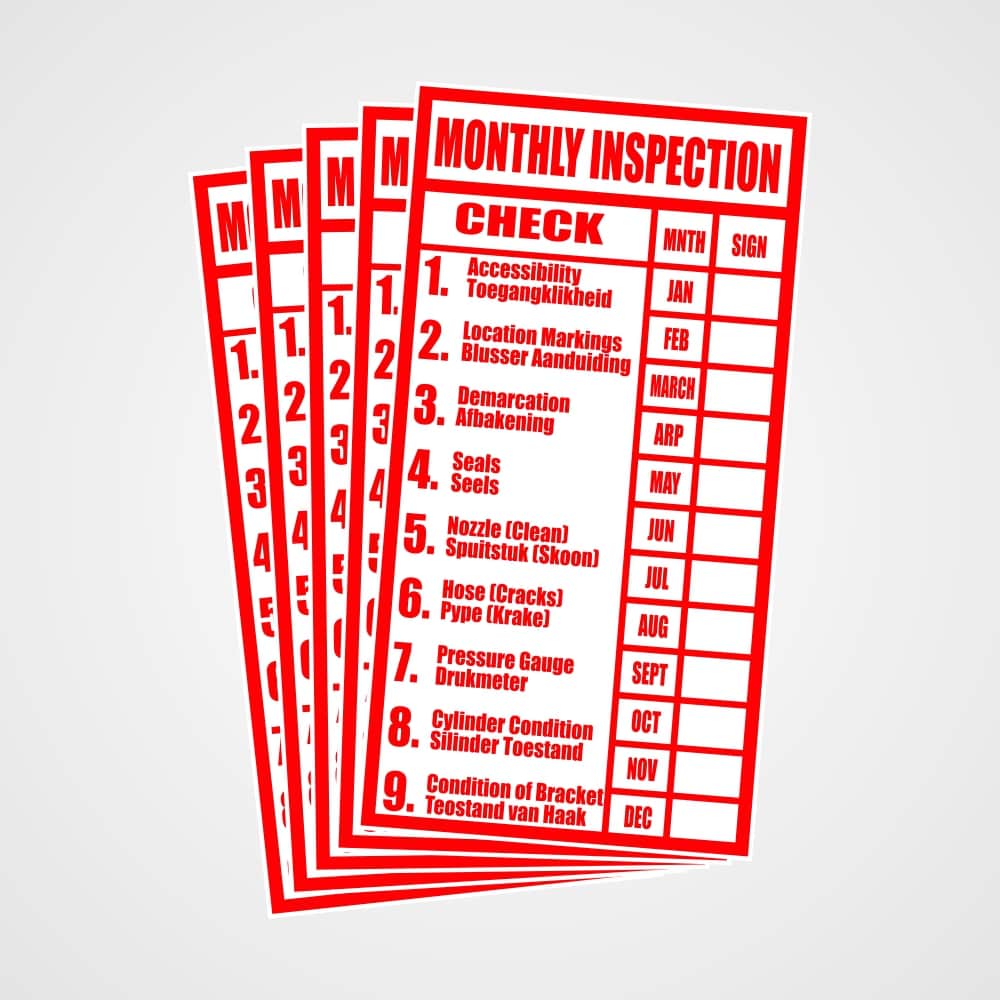 F22 - Fire Extinguisher Monthly Inspection Checklist - Generic Labels, Stickers, Vinyl Stickers Direct Designs