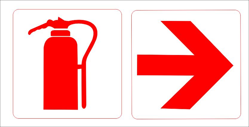 F65 Fire Extinguisher & Arrow Right Combination Sign Fire Safety Direct Designs