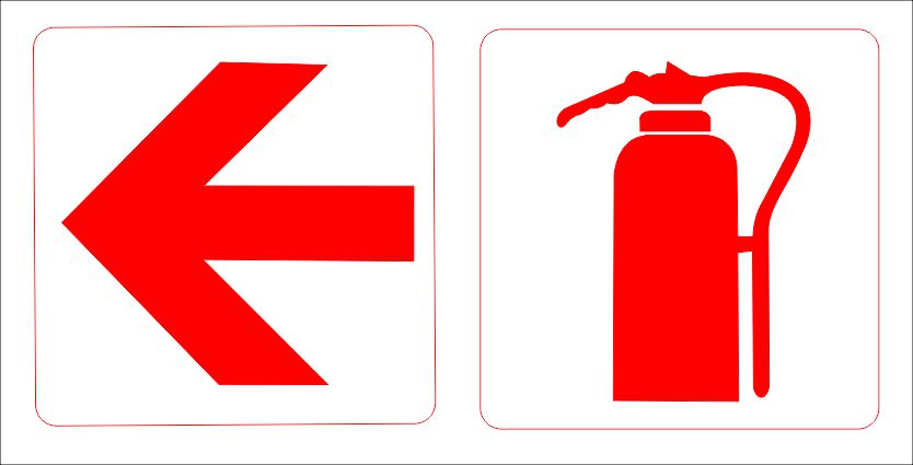 F67 Fire Extinguisher & Arrow Left Combination Sign Fire Safety Direct Designs