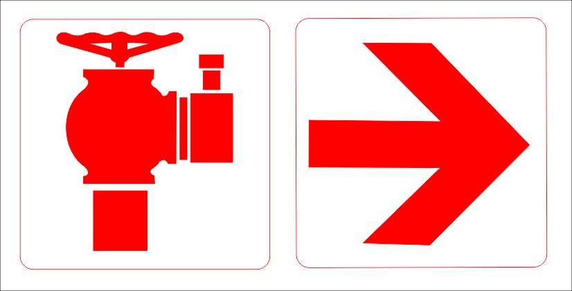 F70 Hose Reel & Arrow Right Combination Sign Fire Safety Direct Designs