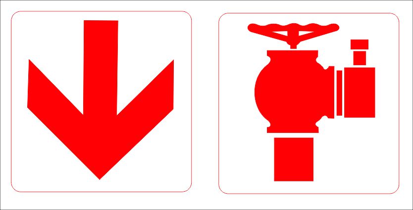 F72 Fire Hydrant & Down Right Combination Sign Fire Safety Direct Designs