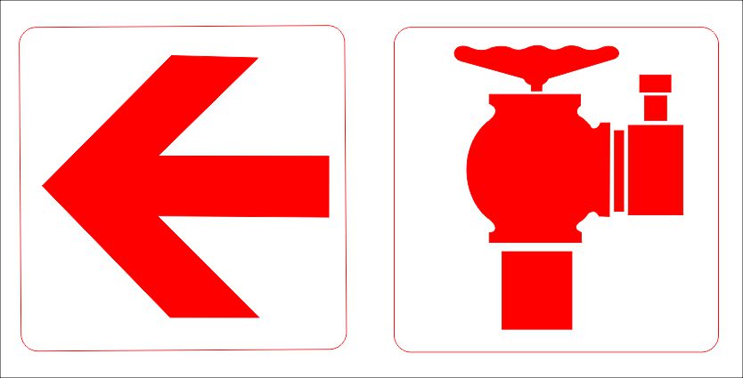 F73 Fire Hydrant & Down Left Combination Sign Fire Safety Direct Designs