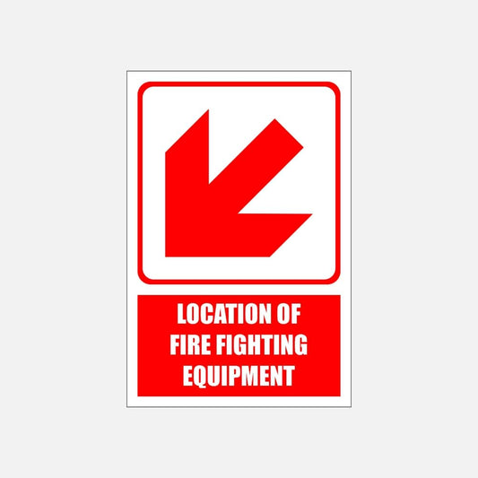 FB1.1EDL - Diagonal Red Arrow Left - Location of fire fighting equipment 200x300, 300x450, 400x600, ABS, Camelion Signs, ChromaDek, Explanatory Signs, Fire Safety, Safety Si Direct Designs