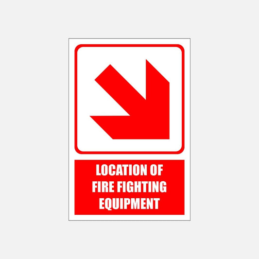 FB1.1EDR - Diagonal Red Arrow Right - Location of fire fighting equipment 200x300, 300x450, 400x600, ABS, Camelion Signs, ChromaDek, Explanatory Signs, Fire Safety, Safety Si Direct Designs