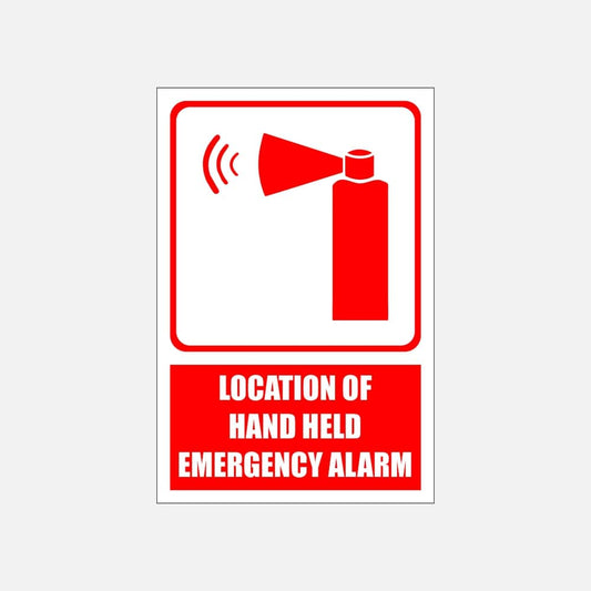 FB13E - Location of Hand Held Emergency Alarm Explanatory Safety Sign 200x300, 300x450, 400x600, ABS, Camelion Signs, ChromaDek, Explanatory Signs, Fire Safety, Safety Si Direct Designs