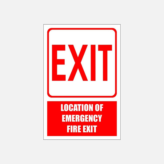 FB15E - Location of Emergency Fire Exit Explanatory Safety Sign 200x300, 300x450, 400x600, ABS, Camelion Signs, ChromaDek, Explanatory Signs, Fire Safety, Safety Si Direct Designs