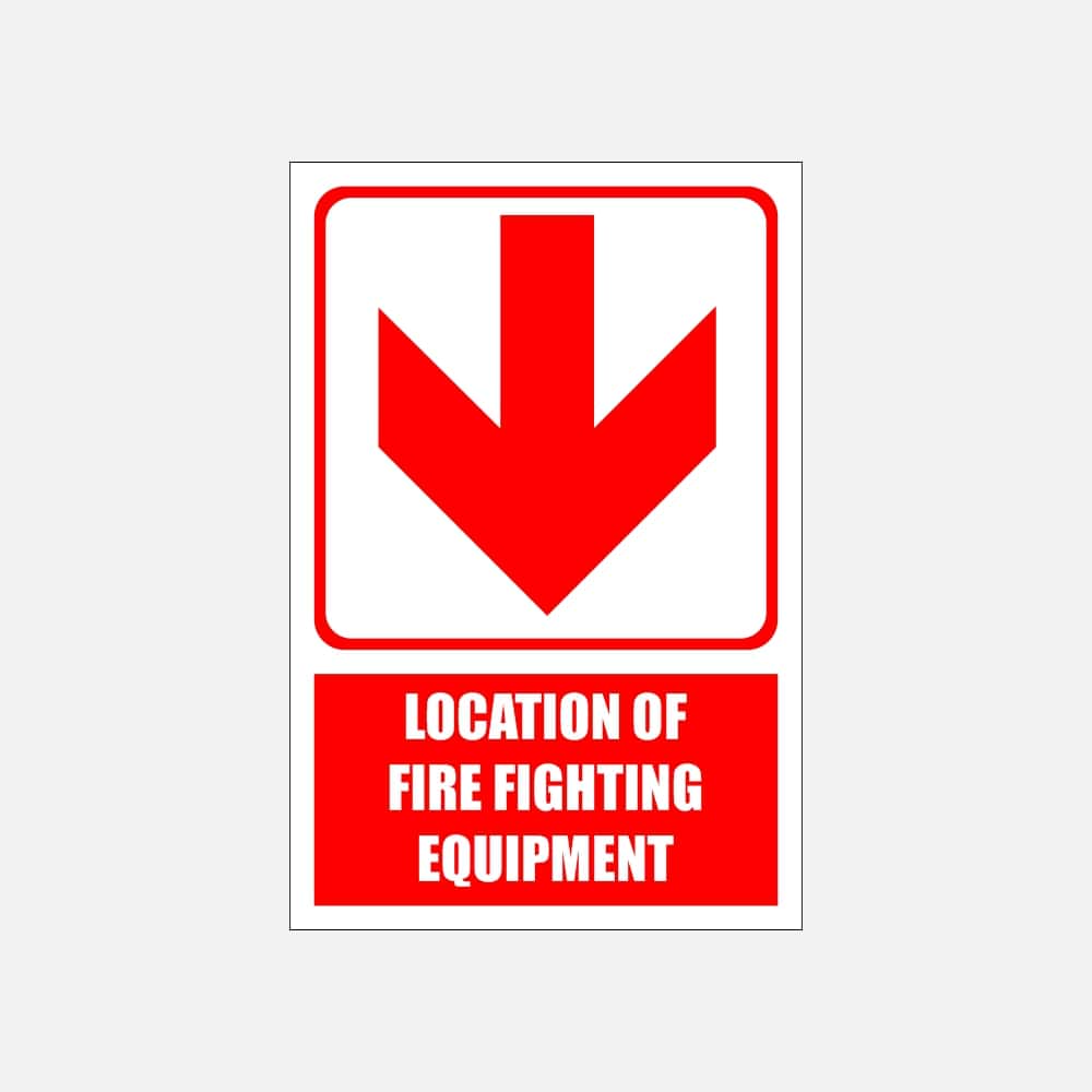 FB1EB - Red Arrow Bottom - Explanatory Location of fire fighting equipment safety sign 200x300, 300x450, 400x600, ABS, Camelion Signs, ChromaDek, Explanatory Signs, Fire Safety, Safety Si Direct Designs