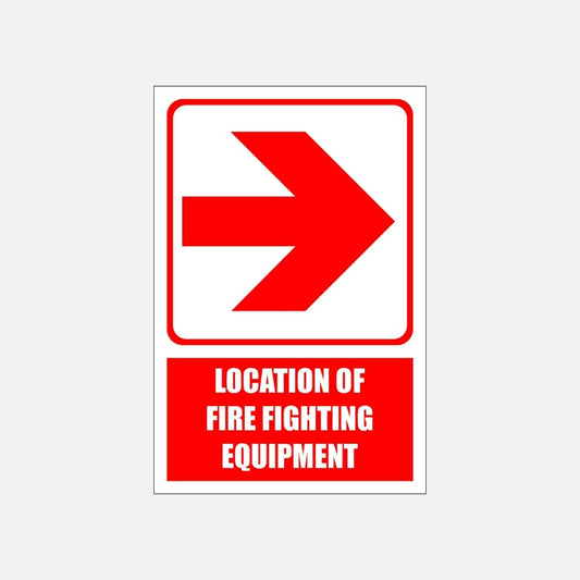 FB1ER - Red Arrow Right - Explanatory Location of fire fighting equipment safety sign safety sign 200x300, 300x450, 400x600, ABS, Camelion Signs, ChromaDek, Explanatory Signs, Fire Safety, Safety Si Direct Designs