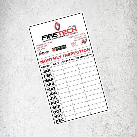 FireTech - 95mm x 170mm Monthly Inspection Sticker Labels