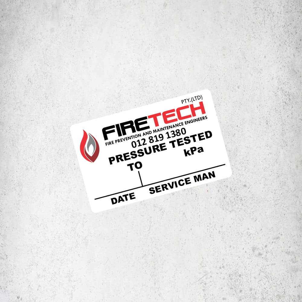 FireTech - 80mm x 50mm Pressure Tested Sticker Labels