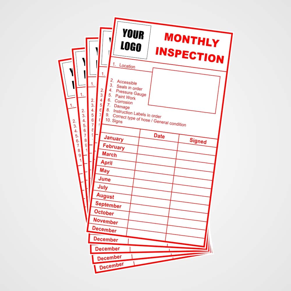 Fire Extinguisher Monthly Inspection Checklist - F21 Labels, Stickers, Vinyl Stickers Direct Designs
