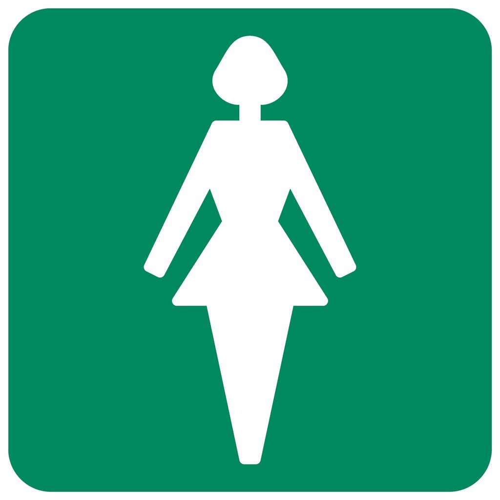 GA10 - Ladies Toilet Safety Sign 190x190, 290x290, 440x440, 660x660, ABS, ChromaDek, General Information, Reflective, Safety Sign Direct Designs