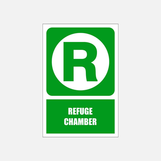 GA12E - Refuge Chamber Explanatory Safety Sign 200x300, 300x450, 400x600, ABS, ChromaDek, Explanatory Signs, General Information Direct Designs