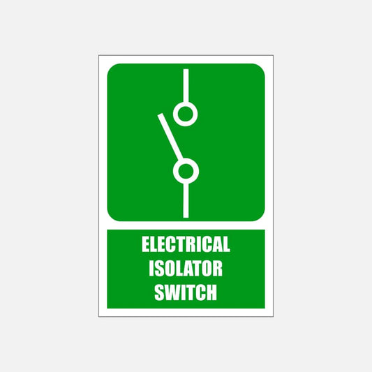 GA16E - Electrical Isolator Switch Explanatory Safety Sign 200x300, 300x450, 400x600, ABS, ChromaDek, Explanatory Signs, General Information Direct Designs