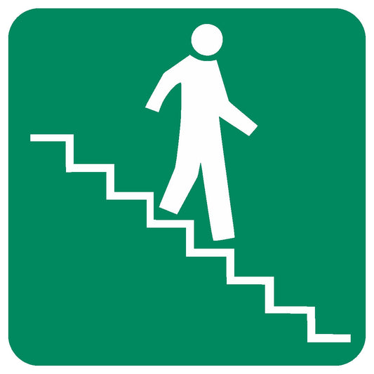 GA17.1 - Stairs Going Down (Right) Safety Sign 190x190, 290x290, 440x440, 660x660, ABS, ChromaDek, General Information, Reflective, Safety Sign Direct Designs