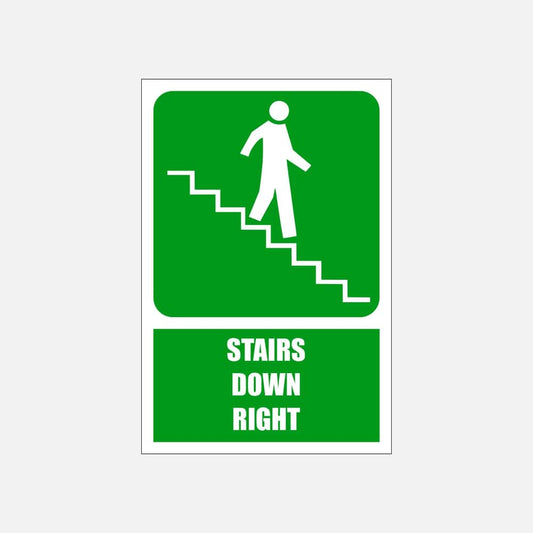 GA17.1E - Stairs Down to the Right Explanatory Safety Sign 200x300, 300x450, 400x600, ABS, ChromaDek, Explanatory Signs, General Information Direct Designs