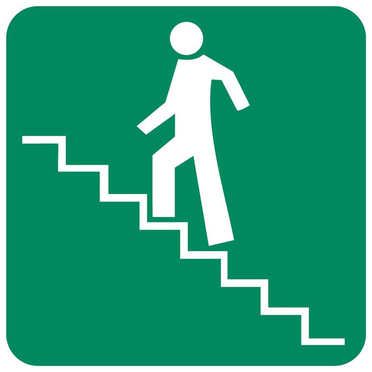 GA18.1 - Stairs Going Up (Left) Safety Sign 190x190, 290x290, 440x440, 660x660, ABS, ChromaDek, General Information, Reflective, Safety Sign Direct Designs