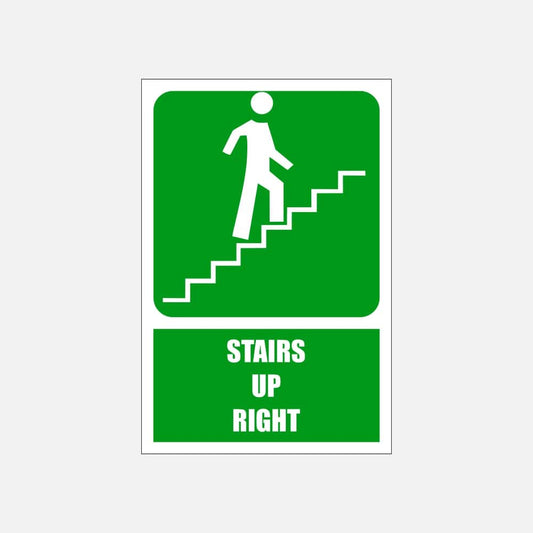 GA18E - Stairs Up to the Right Explanatory Safety Sign 200x300, 300x450, 400x600, ABS, ChromaDek, Explanatory Signs, General Information Direct Designs