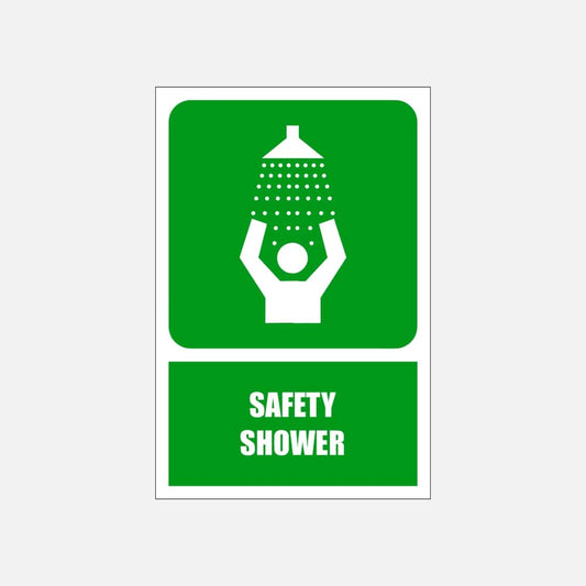 GA20E - Safety Shower Explanatory Safety Sign 200x300, 300x450, 400x600, ABS, ChromaDek, Explanatory Signs, General Information Direct Designs