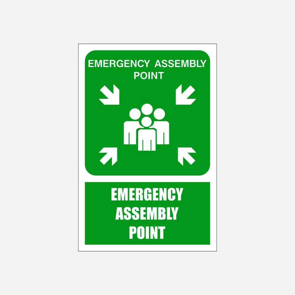 GA26E - Emergency Assembly Point Explanatory Safety Sign 200x300, 300x450, 400x600, ABS, ChromaDek, Explanatory Signs, General Information Direct Designs