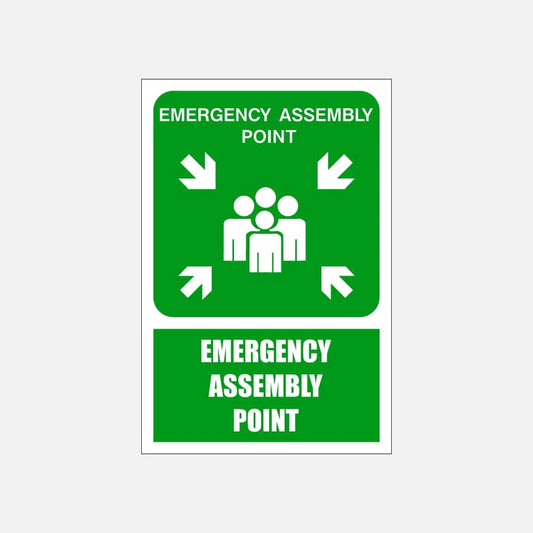 GA26E - Emergency Assembly Point Explanatory Safety Sign 200x300, 300x450, 400x600, ABS, ChromaDek, Explanatory Signs, General Information Direct Designs