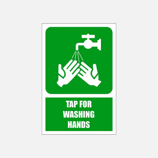 GA27E - Tap for Washing Hands Explanatory Safety Sign 200x300, 300x450, 400x600, ABS, ChromaDek, Explanatory Signs, General Information Direct Designs