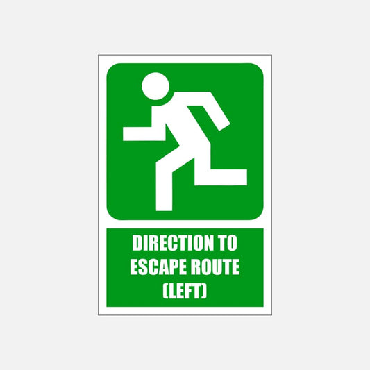GA2E - Direction to Escape Route Left Explanatory Safety Sign 200x300, 300x450, 400x600, ABS, ChromaDek, Explanatory Signs, General Information Direct Designs