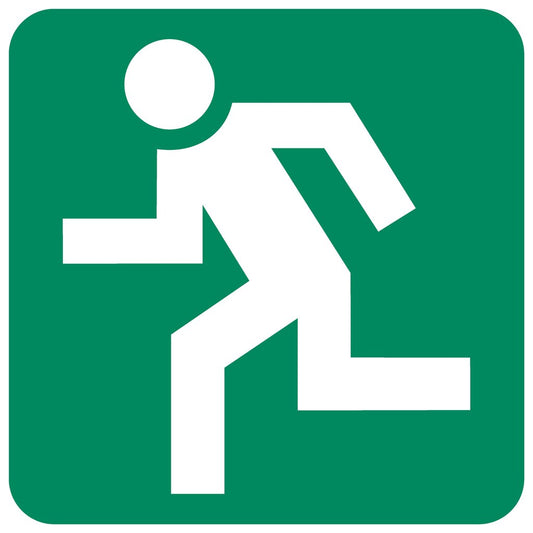 GA3 - Running Man (Left) Safety Sign 190x190, 290x290, 440x440, 660x660, ABS, ChromaDek, General Information, Reflective, Safety Sign Direct Designs